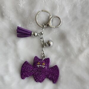 Purple Rhinestone Bat Keychain Bag Charm